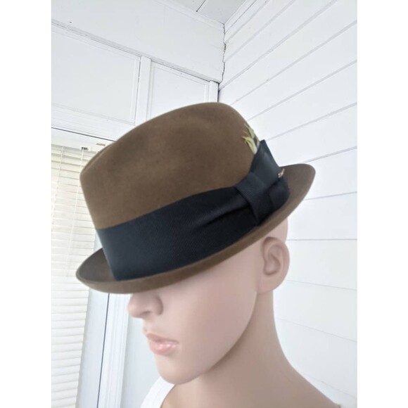 50s Mens Fedora Hat Penneys Marathon 7 Brown Vintage - Picture 1 of 10